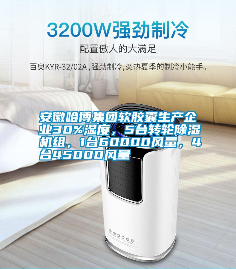 安徽哈博集團軟膠囊生產(chǎn)企業(yè)30%濕度，5臺轉輪除濕機組，1臺60000風量，4臺45000風量